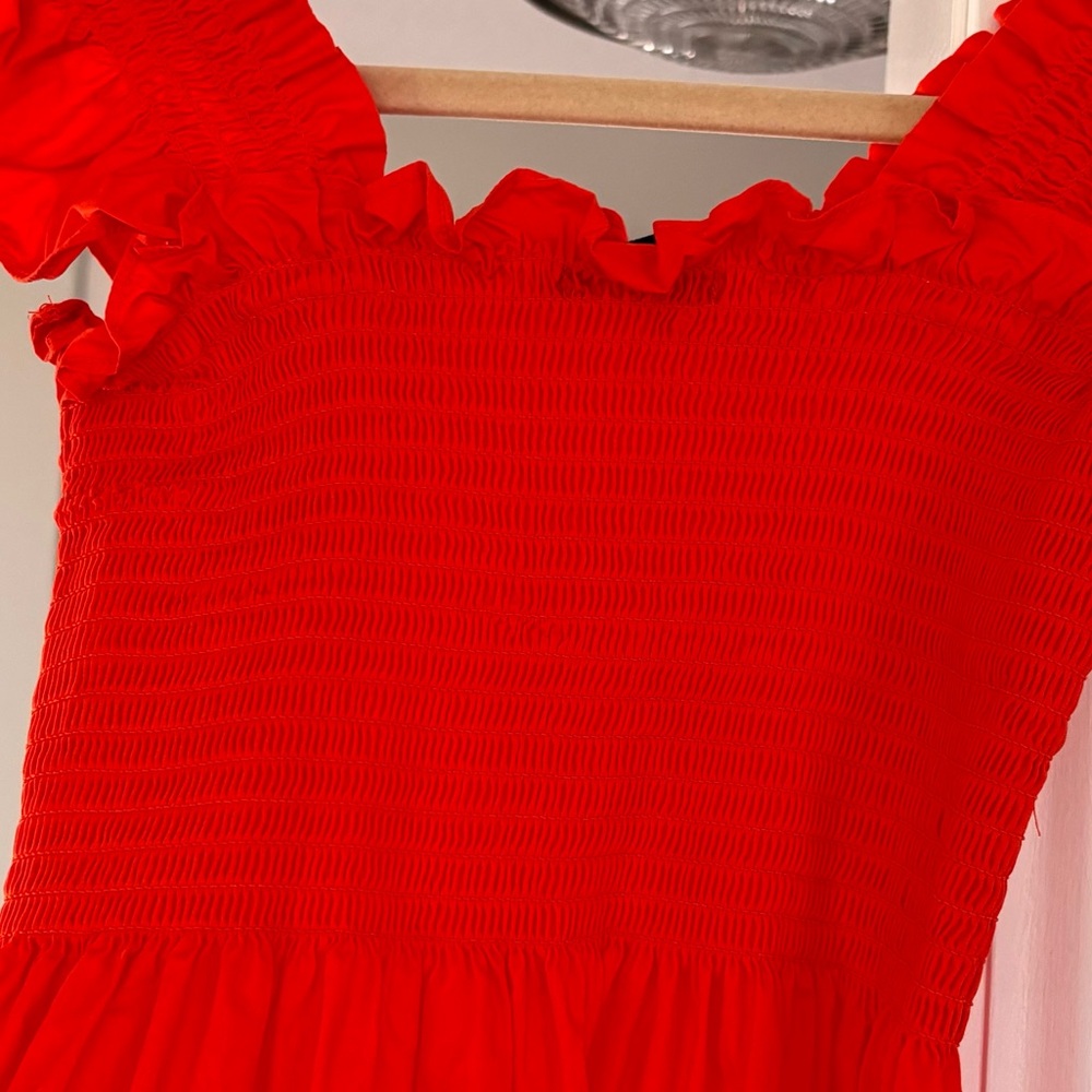 Quince Orange Ruffle-Sleeve Tiered Midi Dress - Picture 7 of 8